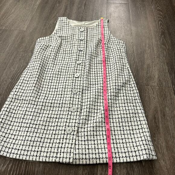 NWT J.Crew Sleeveless Tweed Shift Dress Size 12P Button-Front Black White Boucle - Picture 16 of 16